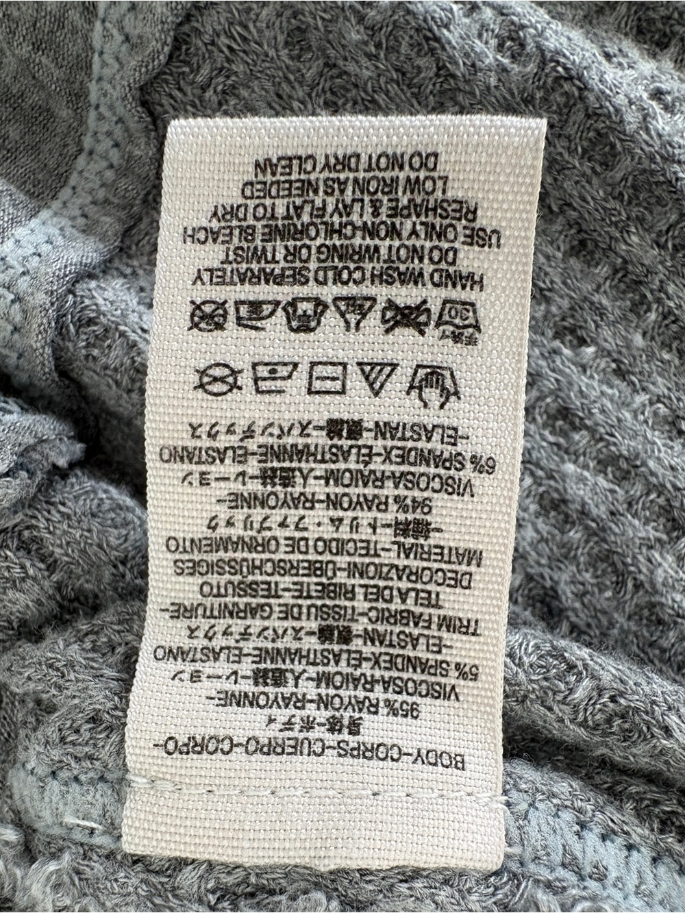 We The Free Gray Waffle-Knit V-Neck Long Sleeve Top - Picture 5 of 6